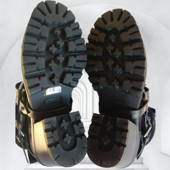 STEVEN by STEVE MADDEN 7 BLACK LEATHER BOOTS HARNESS STRAPS goth witch womens - Picture 12 of 16